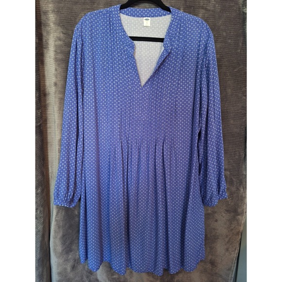 Old Navy Dresses & Skirts - Old Navy Pop Over Mini Dress Womans XL Blue White Dizzy Floral Peasant Baby Doll